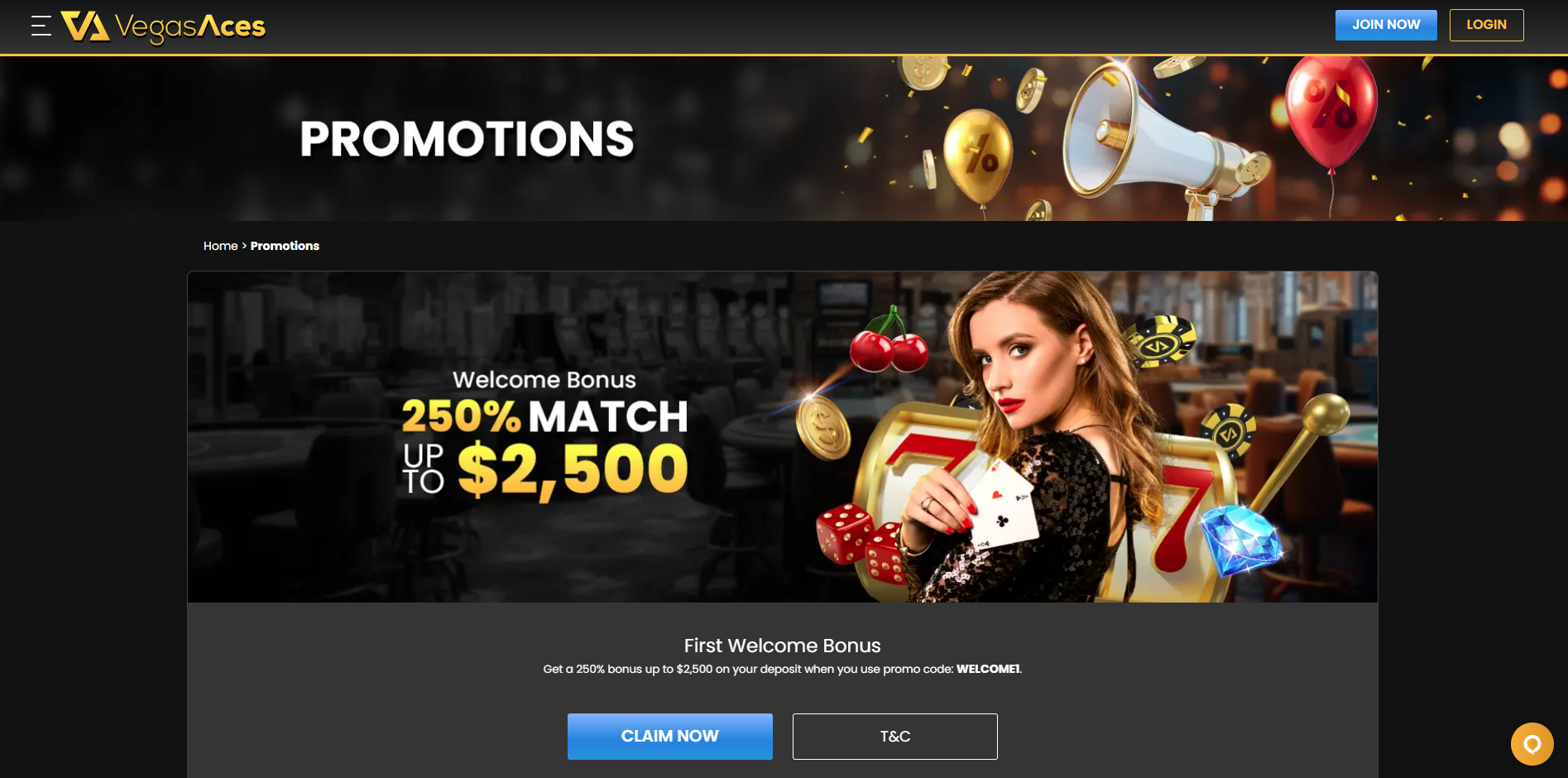 Bonuses and Promotions at Vegas Aces